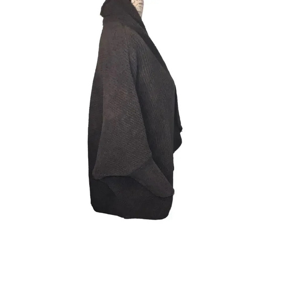 Barefoot Dreams cozy chic S/M gray ribbed pocketed 3/4 puff cardigan sweater - Picture 4 of 11